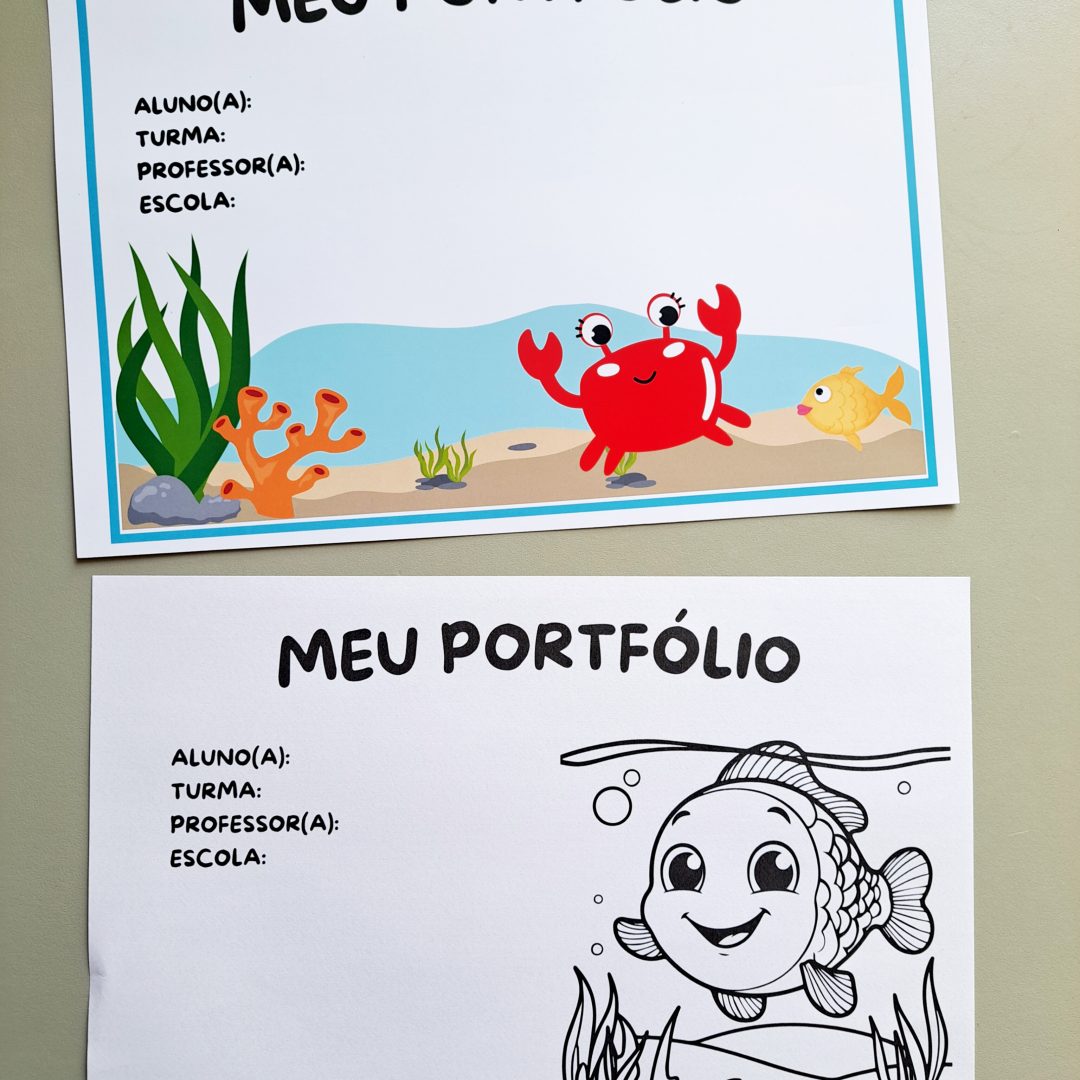 🎨ARQUIVO PORTFÓLIO EDUCAÇÃO INFANTIL   TEMA FUNDO DO MAR 31 PÁGINAS