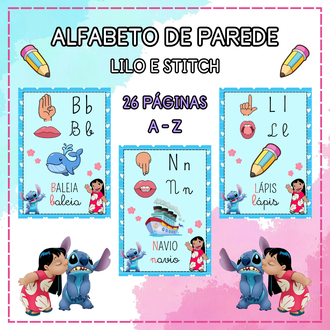 ✨ALFABETO DE PAREDE LILO E STITCH PARA IMPRIMIR