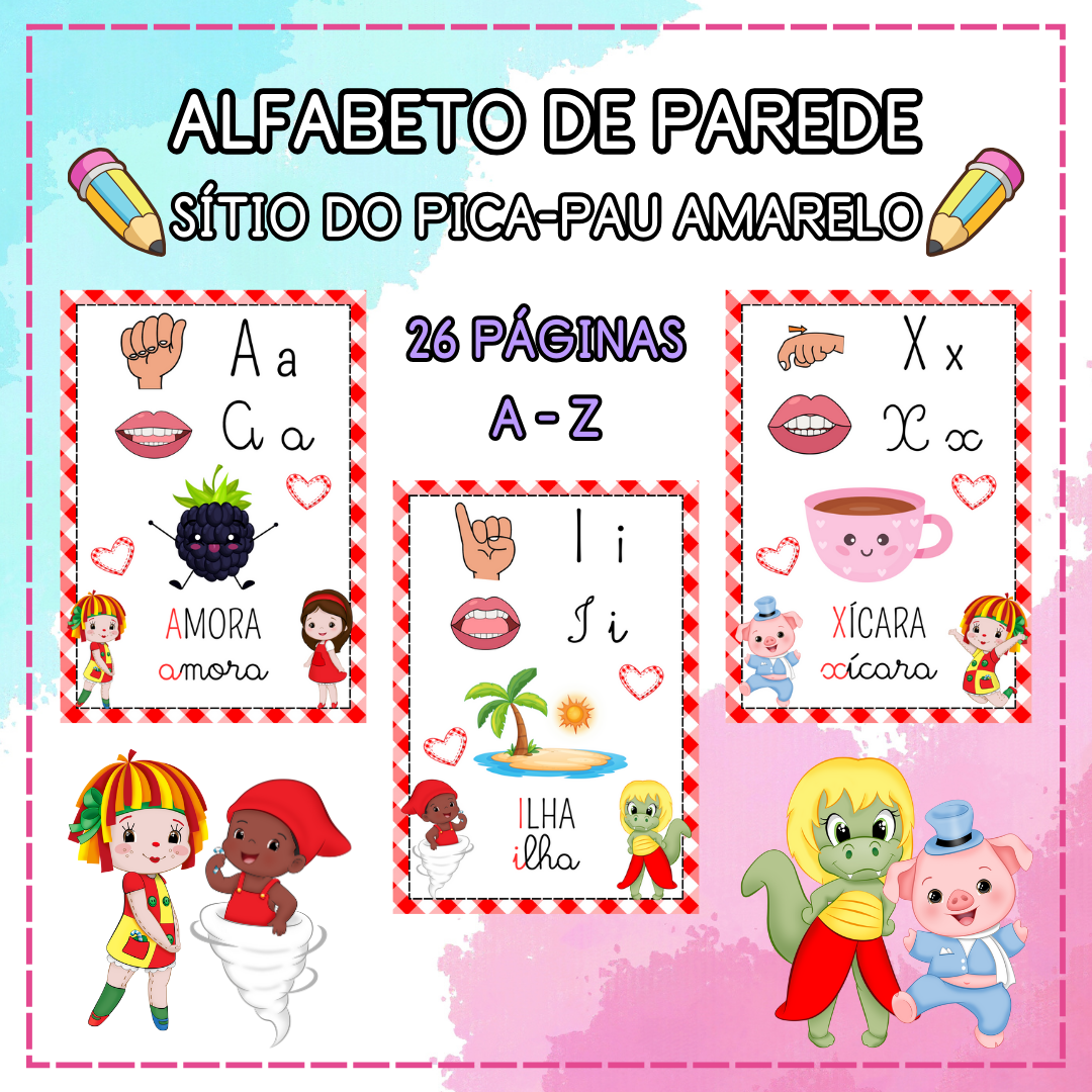 ✨ARQUIVO ALFABETO DE PAREDE SÍTIO DO PICA-PAU AMARELO