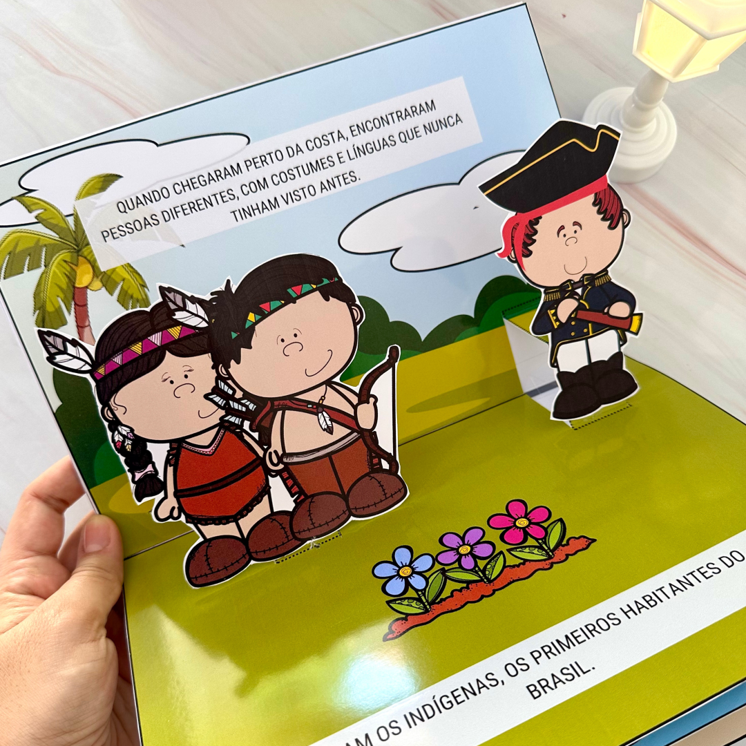 ⭐RECURSO Livro 3D para ensinar a história do Descobrimento do Brasil P/IMPRIMIR