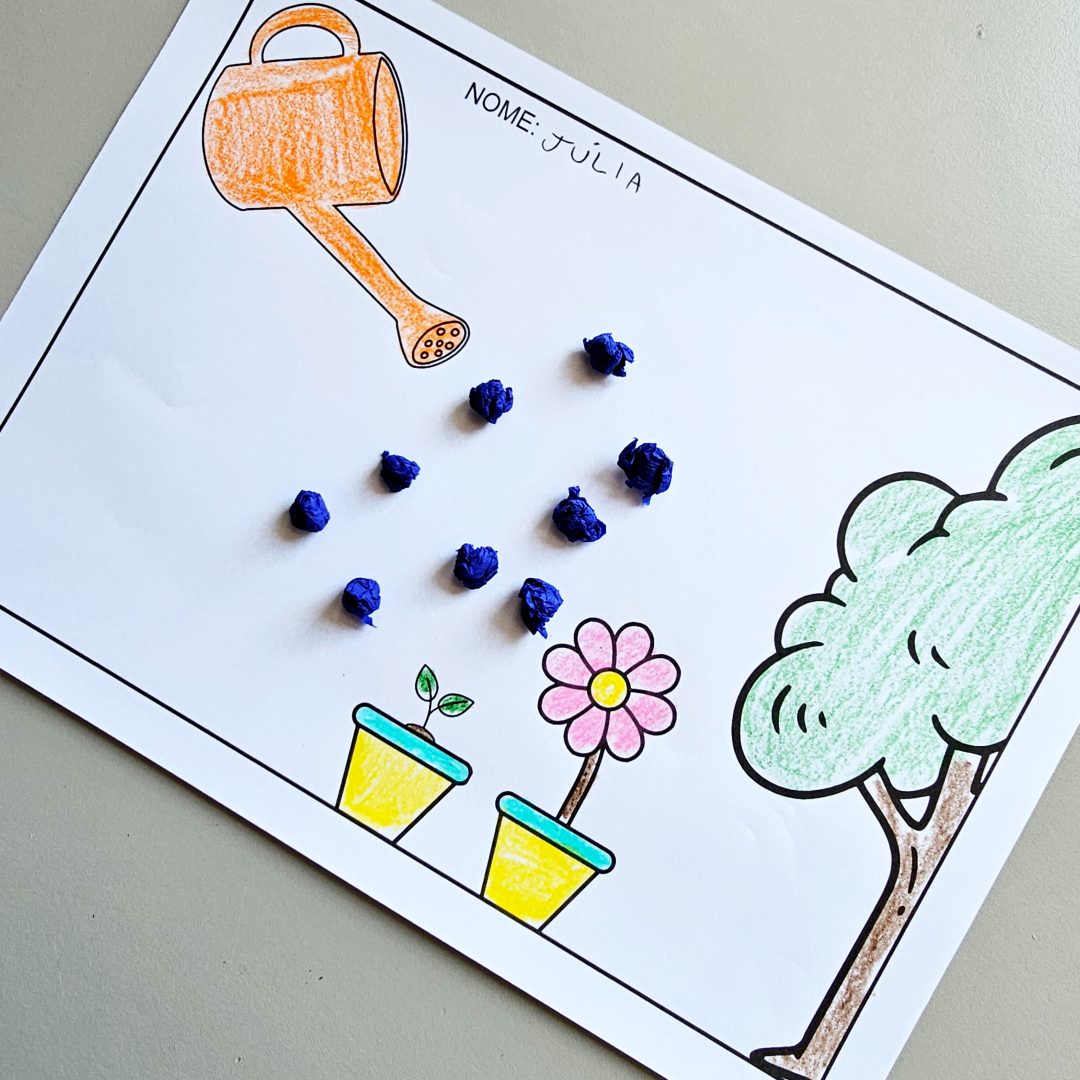 🟢FOLHINHA DE ATIVIDADE -ÁRVORE GOTAS DE ÁGUA PRONTO PARA IMPRESSÃO