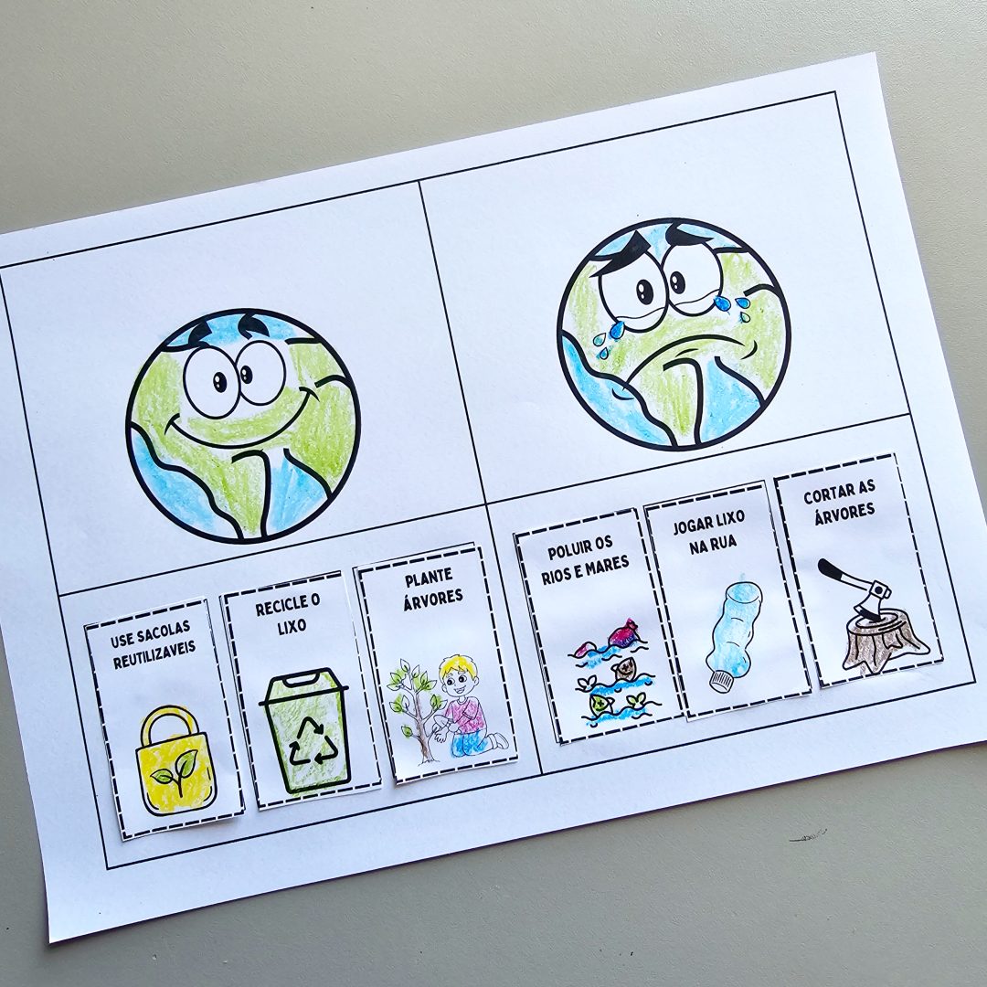 🌏ATIVIDADE MEIO AMBIENTE MUNDO FELIZ E TRISTE