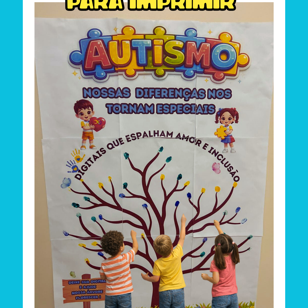 PAINEL  DIA DO AUTISMO ÁRVORE PRONTO PARA IMPRIMIR
