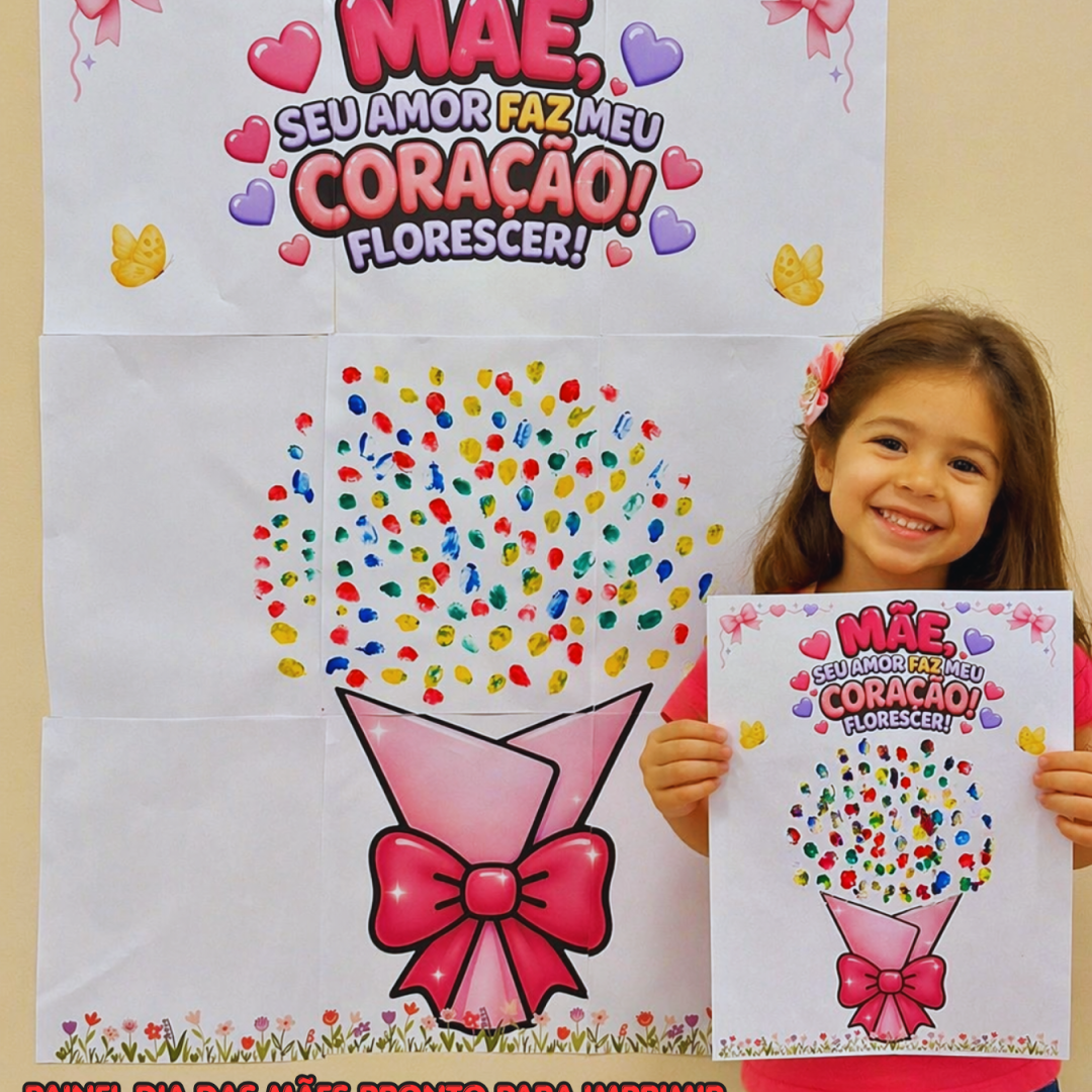 😍PAINEL DIA DAS MÃES PARA IMPRIMIR INTERATIVO  + 1 ATIVIDADE INDIVIDUAL IGUAL AO PAINEL -9 FOLHAS A4