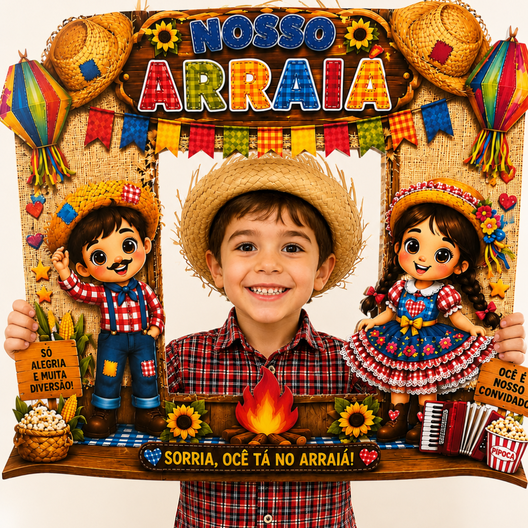 🎉MOLDURA PARA FOTO FESTA JUNINA PRONTO PARA IMPRESSÃO- 9PÁGINAS